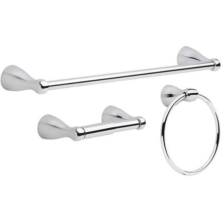 Delta Foundations Bath Hardware Set in Chrome with Towel Ring Toilet Paper Holder and 18 in. Towel Bar FND63-PC